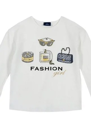 Лонгслив Chicco принт Fashion girl, для девочек, размер 098, цвет белый
