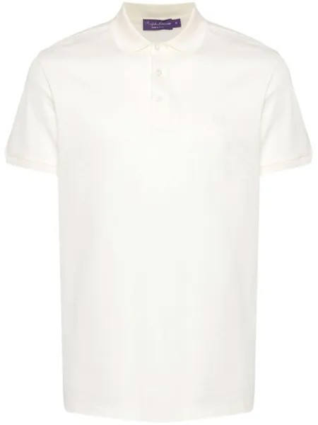 Ralph Lauren Purple Label рубашка поло с вышитым логотипом, нейтральный цвет