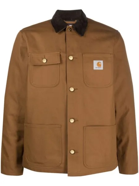Carhartt WIP куртка-рубашка Michigan с нашивкой-логотипом, коричневый