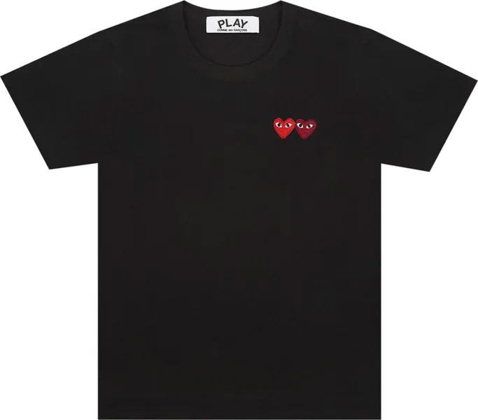 Футболка Comme des Garçons PLAY Double Heart T-Shirt 'Black', черный
