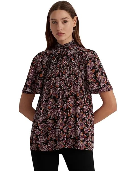 Блуза LAUREN Ralph Lauren Floral Pleated Georgette, цвет Lavender/Orange/Multi
