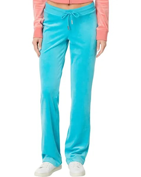 Брюки Juicy Couture Solid Rib Waist Velour Pant W/ Drawcord, цвет Blue Crush