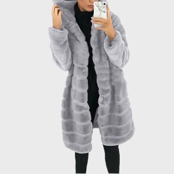 Женская куртка из искусственного меха теплая, роскошное толстое пальто из искусственного меха норки с капюшоном, пушистая верхняя одежда, в...