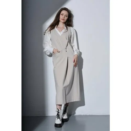 Сарафан D'IMMA fashion studio, размер 60, бежевый