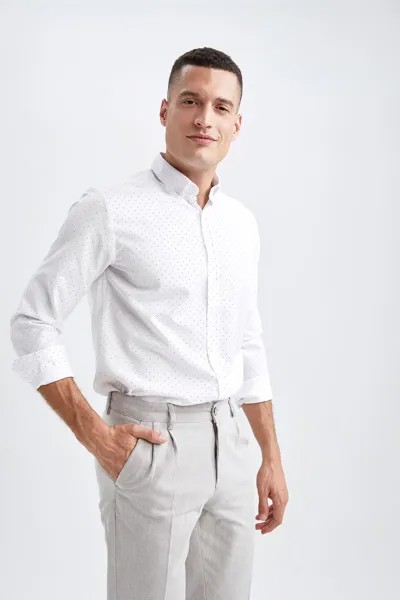 Лонгслив DeFacto Langarmshirt MODERN FIT, белый