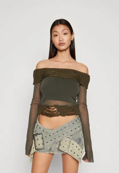 Футболка с длинным рукавом Nova Off The Shoulder Jaded London, хаки