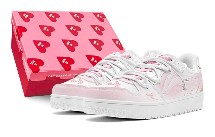 Кроссовки LINING Skateboarding Shoes Women's Low-top White, розовый