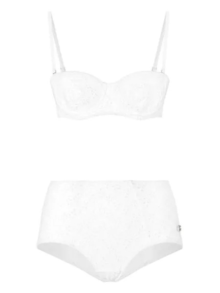 Dolce & Gabbana бикини с английской вышивкой и завышенной талией, белый