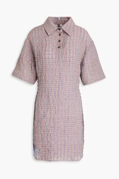 Платье-рубашка мини из льна и хлопка в мелкую клетку Mcq Alexander Mcqueen, розовый