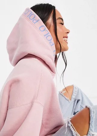 Эксклюзивный розовый худи с логотипом Polo Ralph Lauren x ASOS-Черный цвет
