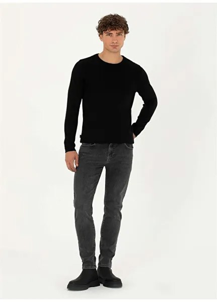 Мужские джинсовые брюки узкого кроя антрацитового цвета с нормальной талией и нормальными штанинами Pierre Cardin