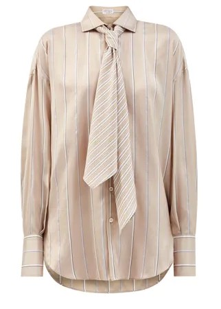 Шелковая блуза-oversize со съемной лентой на вороте