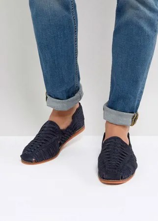 Темно-синие плетеные замшевые сандалии ASOS-Темно-синий