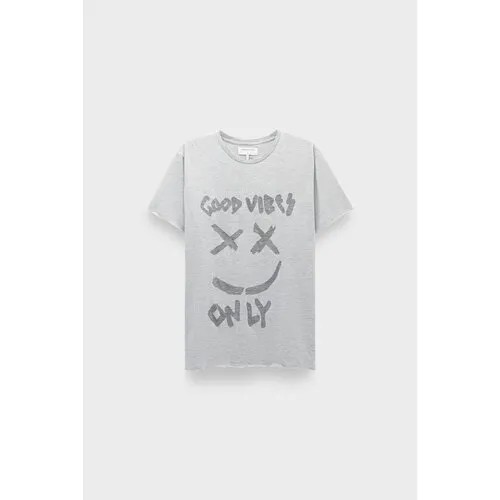 Футболка One Teaspoon good vibes only oversized tee charcoal, размер 44, серый