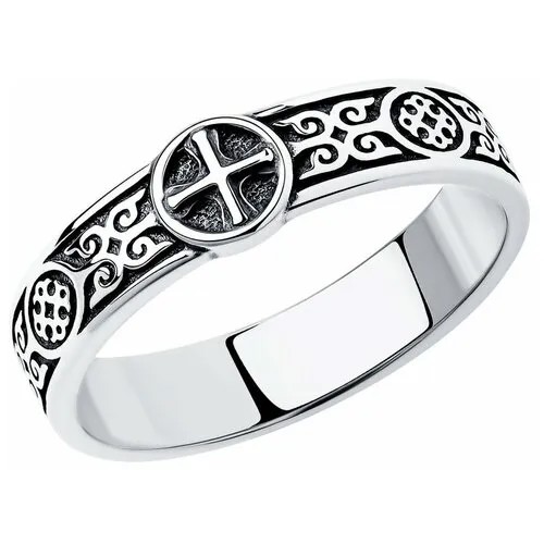 Кольцо Diamant, серебро, 925 проба, чернение, размер 18, белый