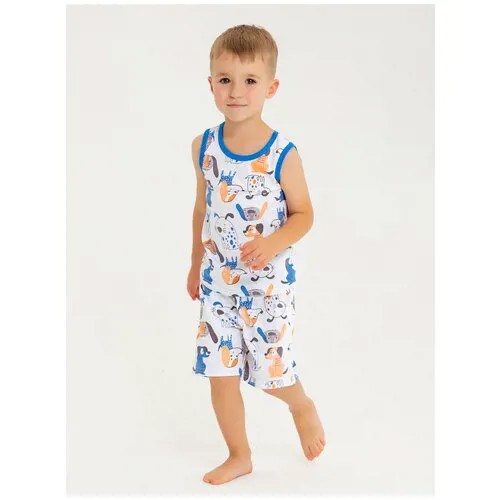 Пижама КотМарКот детская, шорты, без капюшона, размер 92, белый, синий