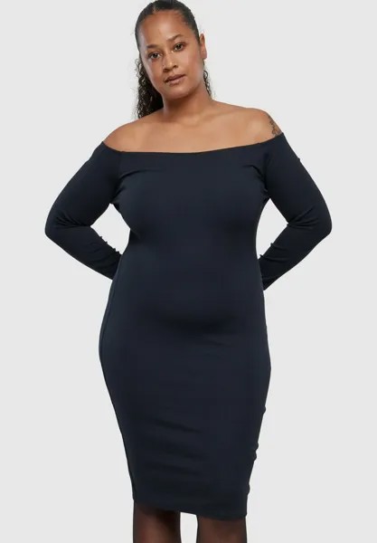 Платье Urban Classics OFF SHOULDER LONGSLEEVE, черно-синий