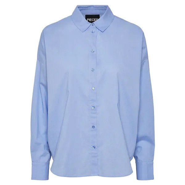 Рубашка с длинным рукавом Pieces Tanne Loose Fit, синий