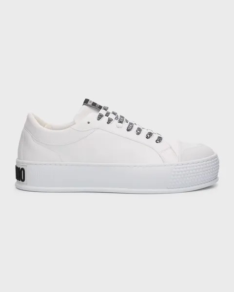 Мужские кожаные низкие кеды Moschino, цвет White