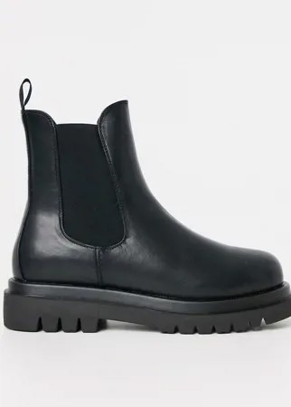 Черные массивные ботинки на шнуровке в стиле милитари Truffle Collection-Черный цвет