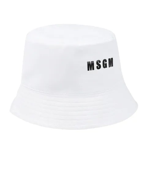 Белая панама с черным лого MSGM