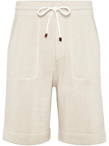 Brunello Cucinelli шорты в рубчик с кулиской, нейтральный цвет