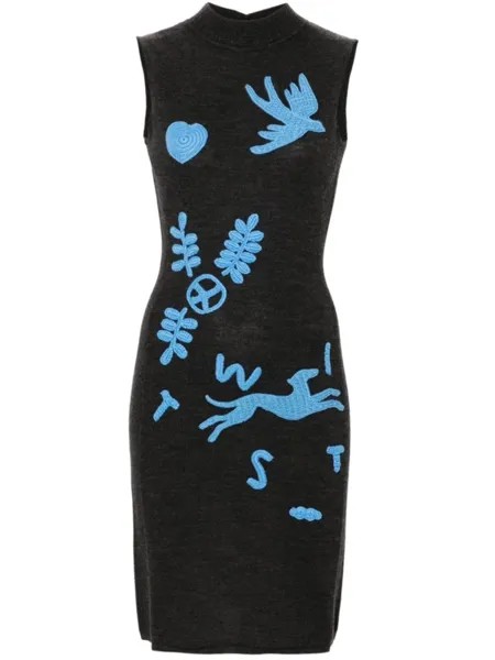 MOSCHINO JEANS платье миди с нашивками, серый