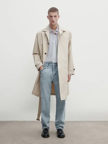 Джинсы прямого кроя из плотной ткани Massimo Dutti, индиго