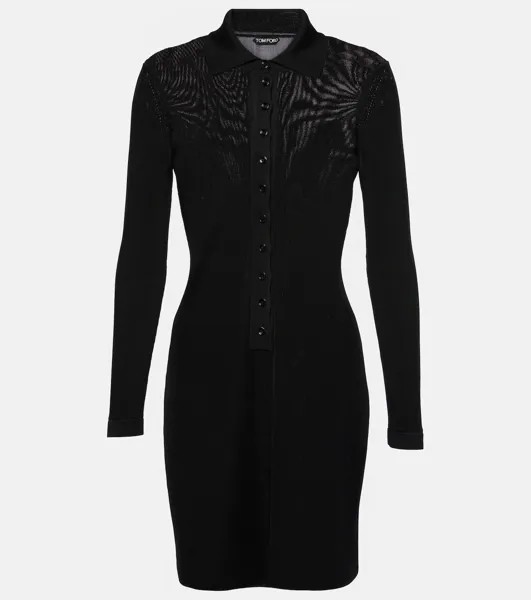 Платье-Поло в рубчик Tom Ford, черный
