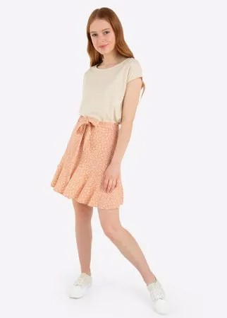 Персиковая юбка с цветочным принтом Gloria Jeans