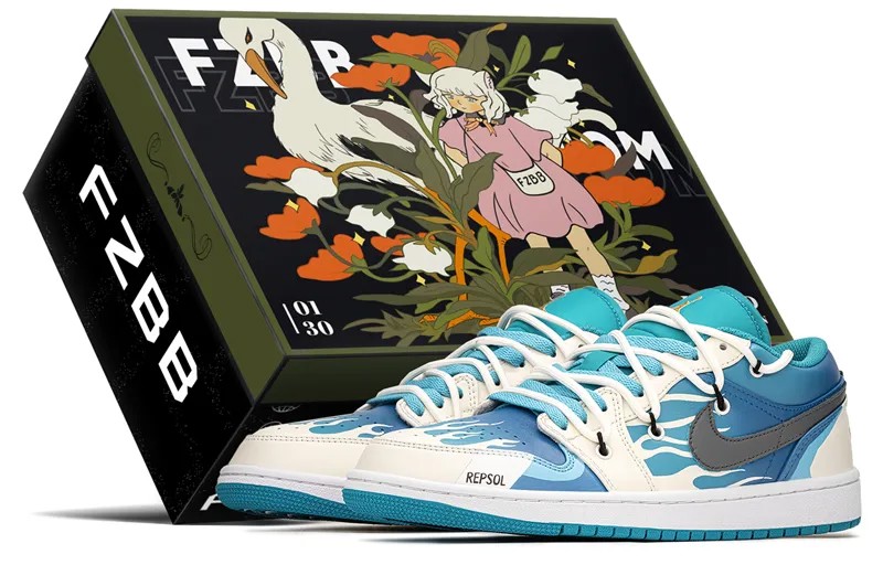 Кроссовки Air Jordan 1 Vintage Basketball Shoes Men Mid-top White/blue, синий/белый