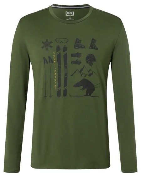 Лонгслив super.natural Merino, зеленый