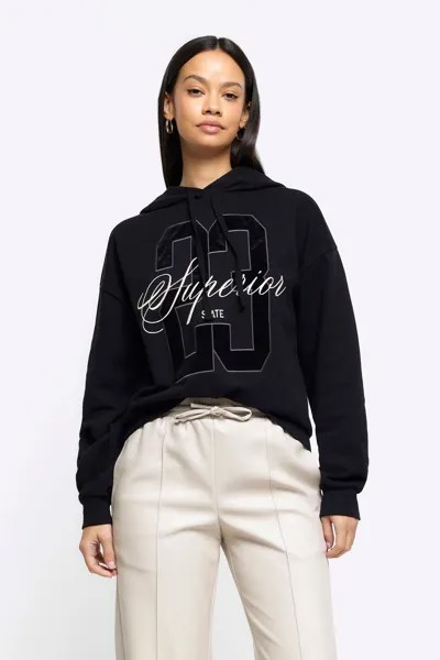 Худи с надписью River Island, черный
