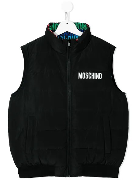 Moschino Kids дутый жилет с логотипом