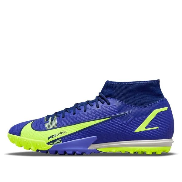 Кроссовки mercurial superfly 8 academy tf turf высокие футбольные бутсы Nike, синий