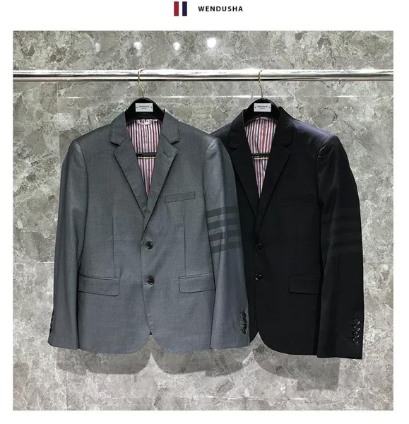 Мужской деловой костюм TB classic tide, черный, серый однобортный костюм с двумя разрезами, весна-осень
