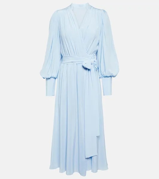 Драпированное шелковое платье миди Costarellos, синий