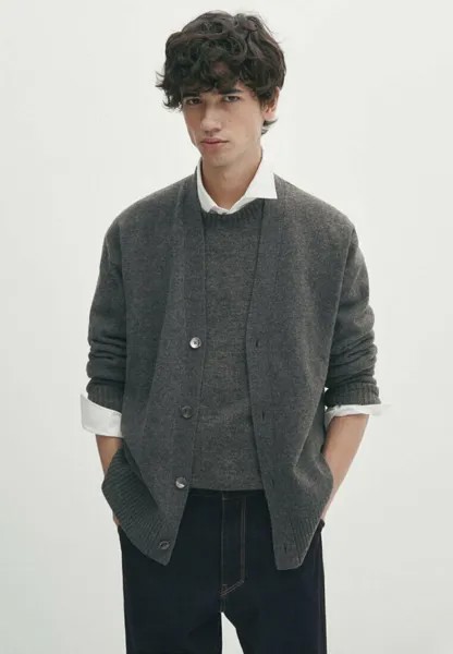 Кардиган Boxy-Fit Massimo Dutti, цвет grey