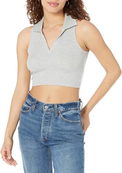 Рубашка-поло MWL Polo Crop Tank Top Madewell, цвет Heather Gym Class Grey