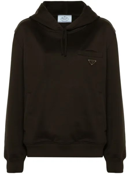 Prada худи с логотипом, коричневый