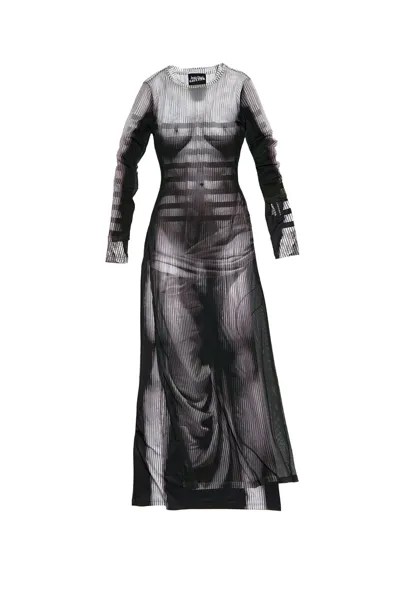 Платье Y/Project X Jean-Paul Gaultier Body Morph Mesh Cover, цвет Black & White