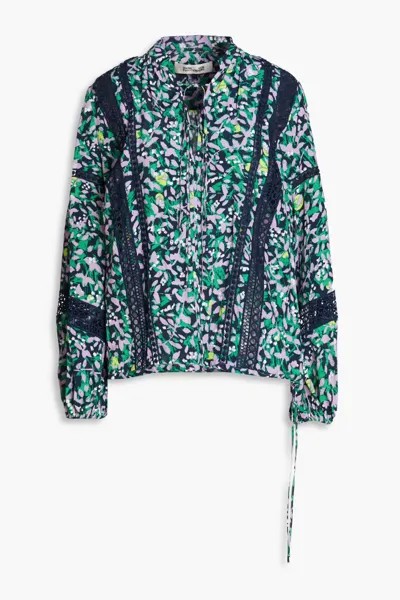 Блузка из крепа Ginny с кружевной отделкой и принтом Diane Von Furstenberg, сирень