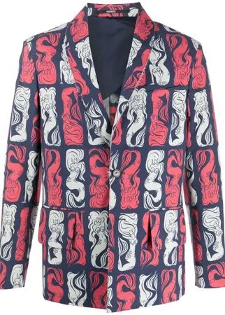 Kenzo пиджак с принтом и лацканами-шалькой