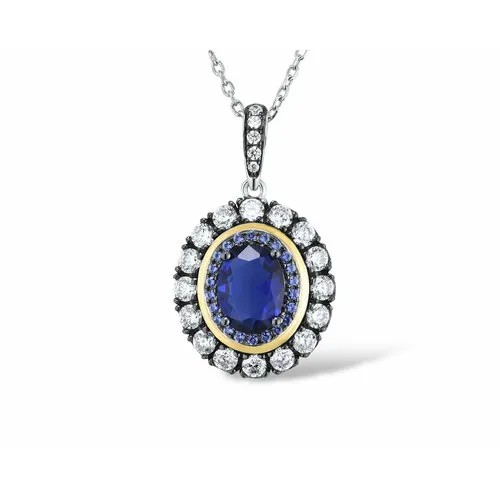 Подвеска VALTERA, серебро, 925 проба, сапфир синтетический, фианит, размер 2.5 см.