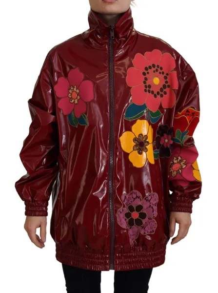 DOLCE - GABBANA Куртка из полиэстера Бордового цвета с цветочным принтом на молнии для женщин IT40/US6/S 2780usd