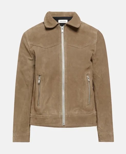 Кожаный пиджак Zadig&Voltaire, серо-коричневый