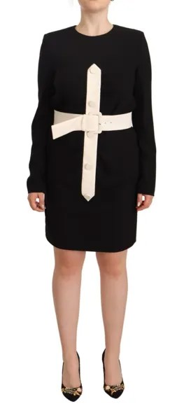 Платье-футляр GIVENCHY, черное шерстяное мини-женское платье с длинными рукавами и поясом IT40/US6/S $3000