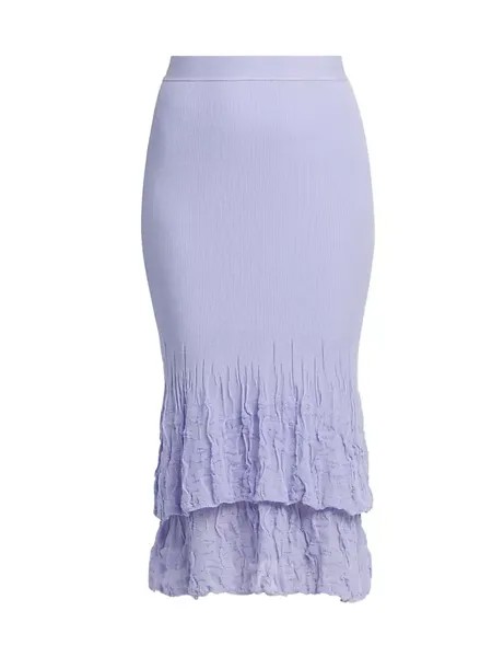 Многоярусная юбка-миди из хлопковой смеси Bottega Veneta, цвет amethyst