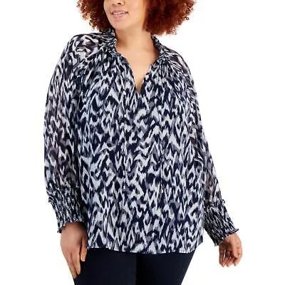 Женская шифоновая блузка с завязками и воротником с принтом Calvin Klein Top Plus BHFO 0617