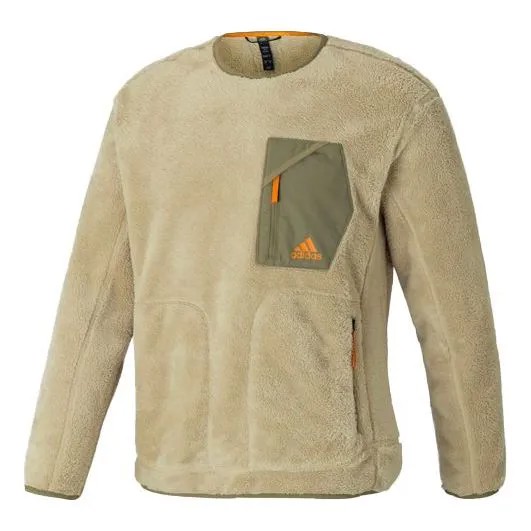 Куртка Men's adidas Round Neck Casual Sports Fleece Jacket Prairie Brown, коричневый